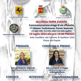 Commemorazione caduti strage di Palermo via d’Amelio Cerimonia 7^ edizione Premio Nazionale “19 luglio 1992, Terra Viva, dalla parte della legalità”